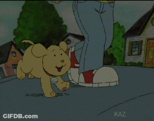 A Cartoon Of A Dog Walking Down The Street With The Caption Every Day When You Re Walking Down The Street GIF