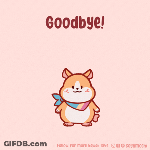 A Cartoon Of A Dog Waving With The Words Goodbye Below It GIF