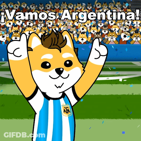 A Cartoon Of A Dog Wearing A Argentina Jersey Giving A Thumbs Up GIF
