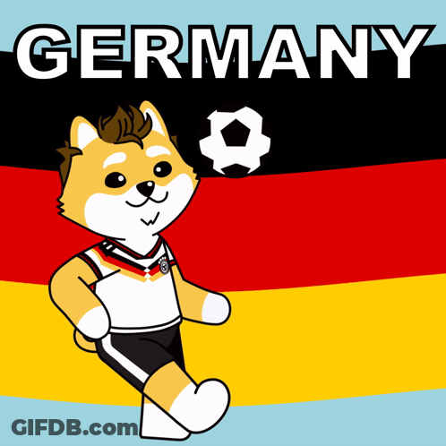 A Cartoon Of A Dog Wearing A Germany Jersey GIF