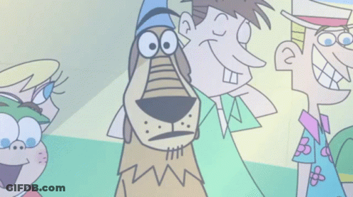 A Cartoon Of A Dog Wearing A Hat And Scarf GIF