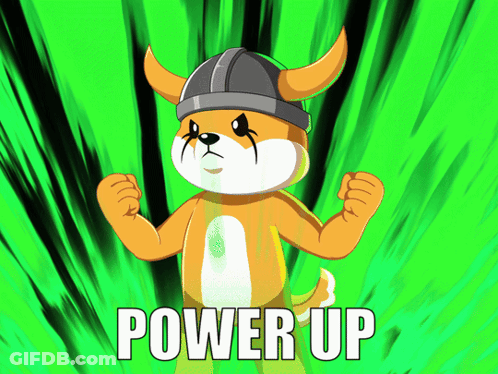 A Cartoon Of A Dog Wearing A Helmet And The Words Power Up GIF