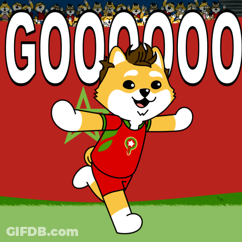 A Cartoon Of A Dog Wearing A Red And Green Jersey That Says Gooooo GIF