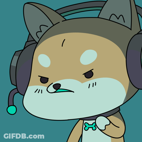 A Cartoon Of A Dog Wearing Headphones And A Microphone GIF