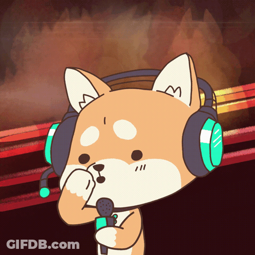 A Cartoon Of A Dog Wearing Headphones And A Microphone GIF