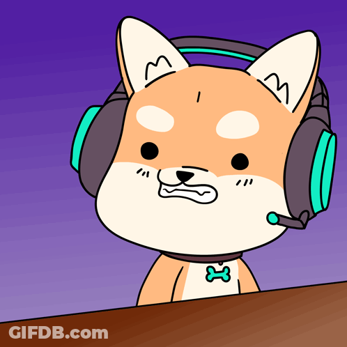 A Cartoon Of A Dog Wearing Headphones With A Bone On Its Chest GIF
