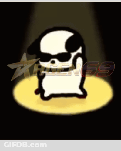 A Cartoon Of A Dog Wearing Sunglasses With The Number 69 In The Corner GIF