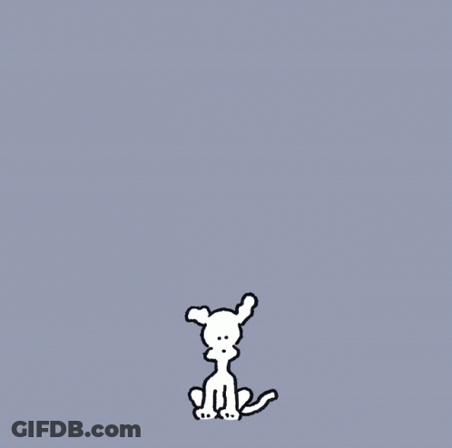A Cartoon Of A Dog With A Speech Bubble Saying Woof GIF