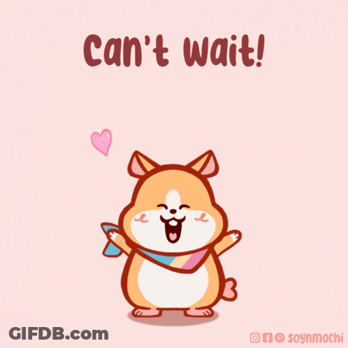 A Cartoon Of A Dog With The Words " Can 'T Wait " On The Bottom GIF