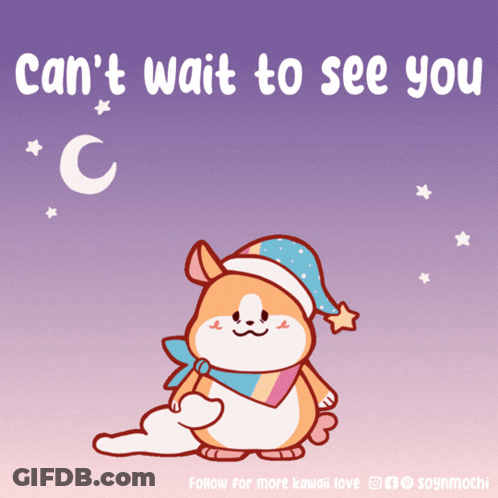 A Cartoon Of A Dog With The Words Can 'T Wait To See You GIF
