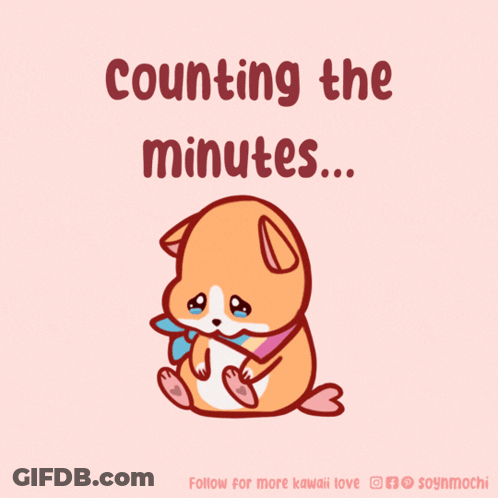 A Cartoon Of A Dog With The Words Counting The Minutes GIF