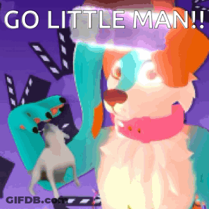 A Cartoon Of A Dog With The Words Go Little Man GIF