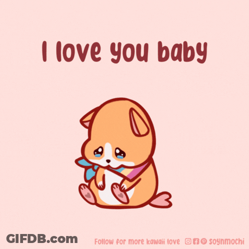 A Cartoon Of A Dog With The Words " I Love You Baby " GIF