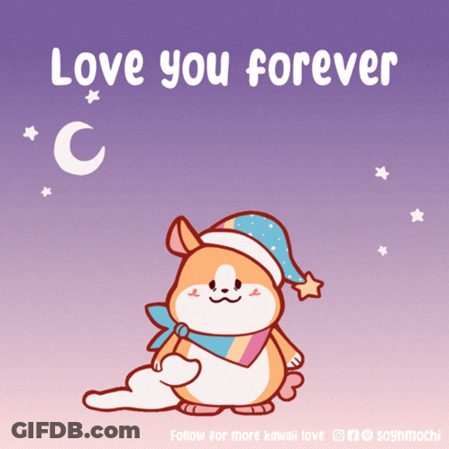 A Cartoon Of A Dog With The Words Love You Forever On The Bottom GIF