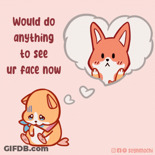 A Cartoon Of A Dog With The Words Would Do Anything To See Ur Face Now Above It GIF
