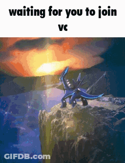 A Cartoon Of A Dragon On A Rock With The Words Waiting For You To Join Vc Below It GIF