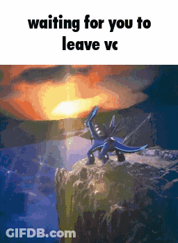 A Cartoon Of A Dragon On A Rock With The Words Waiting For You To Leave Vc Below It GIF