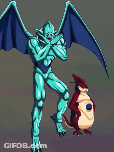 A Cartoon Of A Dragon Standing Next To A Small Bird GIF