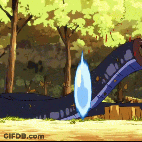 A Cartoon Of A Dragon With A Blue Light Coming Out Of It 'S Mouth GIF