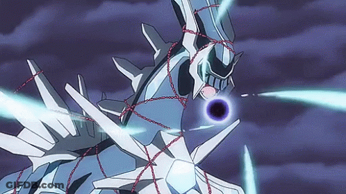 A Cartoon Of A Dragon With Chains Around It And A Black Hole In The Middle . GIF
