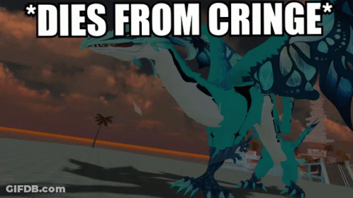 A Cartoon Of A Dragon With The Words Dies From Cringe Above It GIF