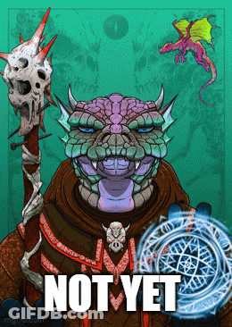 A Cartoon Of A Dragon With The Words Not Yet Written On It GIF