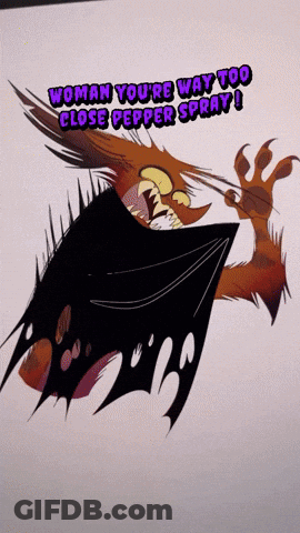 A Cartoon Of A Dragon With The Words Woman You 'Re Way Too Close Pepper Spray On It GIF
