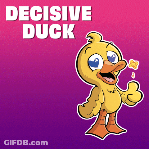 A Cartoon Of A Duck Giving A Thumbs Up With The Words Decisive Duck Below It GIF
