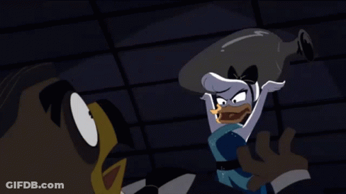 A Cartoon Of A Duck Holding A Piece Of Paper In Its Mouth GIF