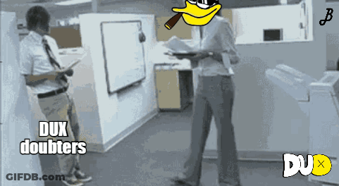 Duck Smoking Cigar With Dux Doubters Behind GIF