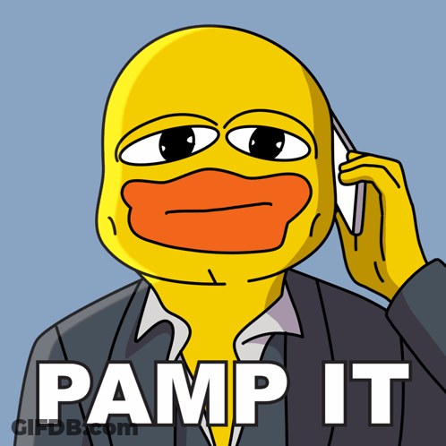A Cartoon Of A Duck Talking On A Cell Phone With Pamp It Written Underneath GIF