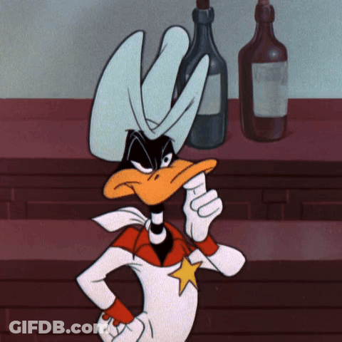A Cartoon Of A Duck Wearing A Cowboy Hat And Gloves GIF