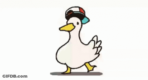 A Cartoon Of A Duck Wearing A Hat And Sunglasses . GIF