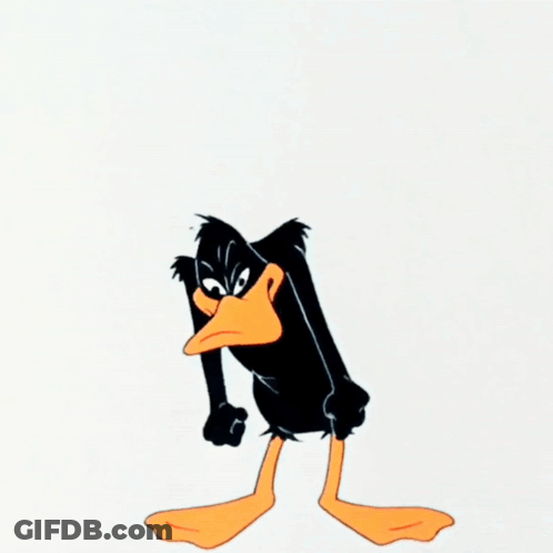 A Cartoon Of A Duck With Its Arms And Legs Spread Out GIF