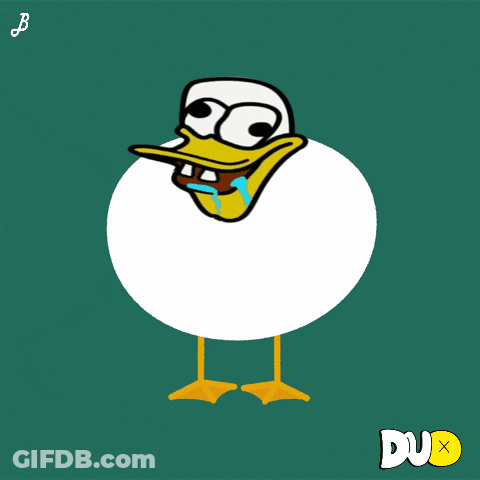 Cartoon Duck With Duo Text GIF