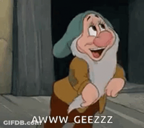 A Cartoon Of A Dwarf From Snow White And The Seven Dwarfs Is Standing In Front Of A Door . GIF
