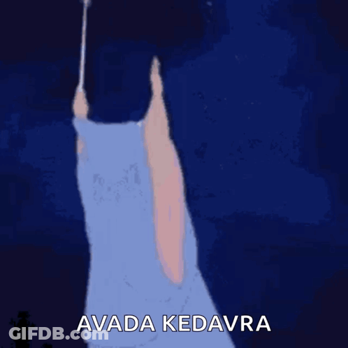A Cartoon Of A Fairy Holding A Wand With The Words Avada Kedavra Above It GIF