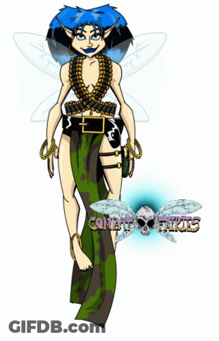 A Cartoon Of A Fairy With The Words Combat Fairies On The Bottom Right GIF