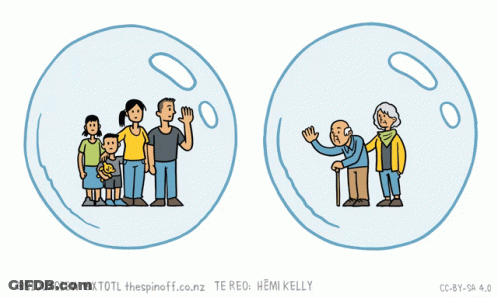 A Cartoon Of A Family And An Elderly Man With A Speech Bubble That Says Ka Peka Ati Au GIF