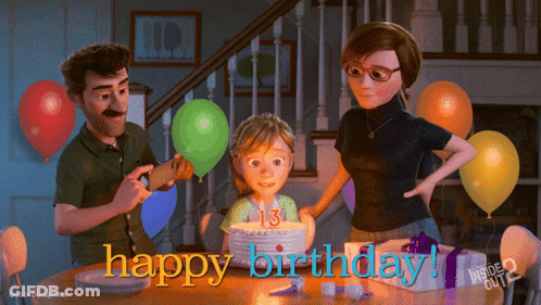 A Cartoon Of A Family Celebrating A Birthday With The Words Happy Birthday GIF