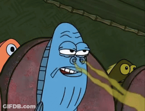 A Cartoon Of A Fish Making A Funny Face While Another Fish Looks On . GIF