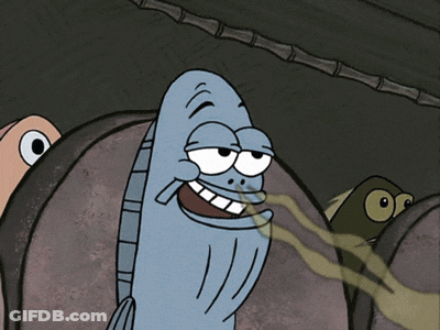 A Cartoon Of A Fish Smelling Something With Another Fish Behind It GIF
