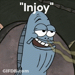 A Cartoon Of A Fish With The Words " Enjoy " Written On It GIF