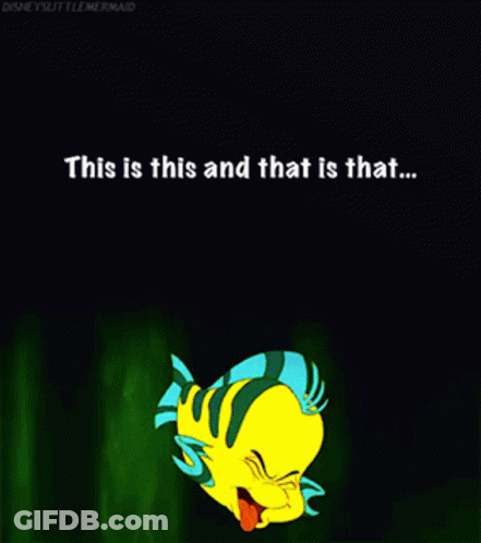 A Cartoon Of A Fish With The Words " This Is This And That Is That " Below It GIF