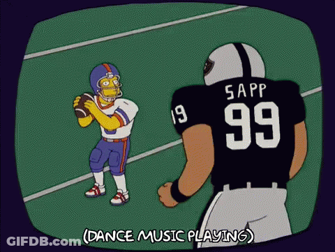 A Cartoon Of A Football Player Named Sapp With The Number 99 On His Jersey GIF