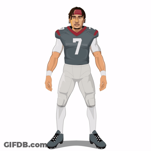 A Cartoon Of A Football Player Wearing A Jersey With The Number 7 On It GIF