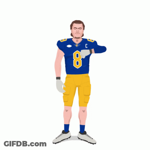 A Cartoon Of A Football Player With The Number 8 On His Jersey GIF
