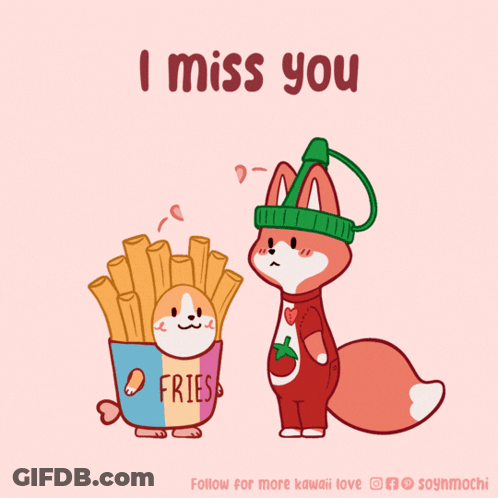 A Cartoon Of A Fox And A Bag Of French Fries GIF