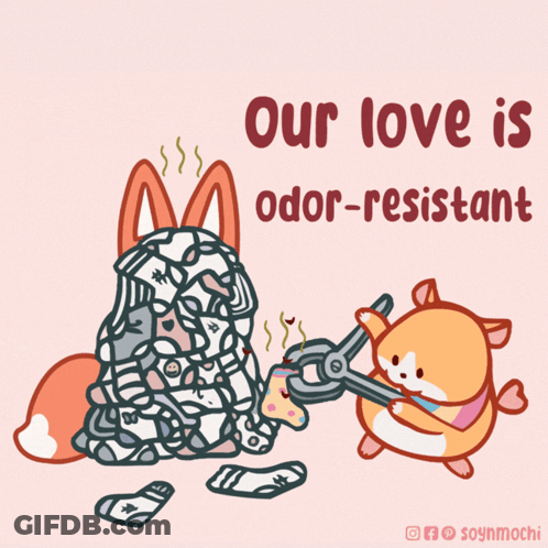 A Cartoon Of A Fox And A Hamster With The Caption Our Love Is Odor-Resistant GIF