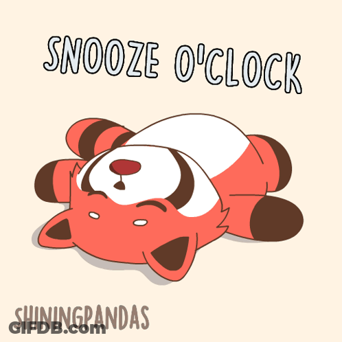 A Cartoon Of A Fox Laying Down With The Words Snooze O 'Clock Shiningpandas Below It GIF